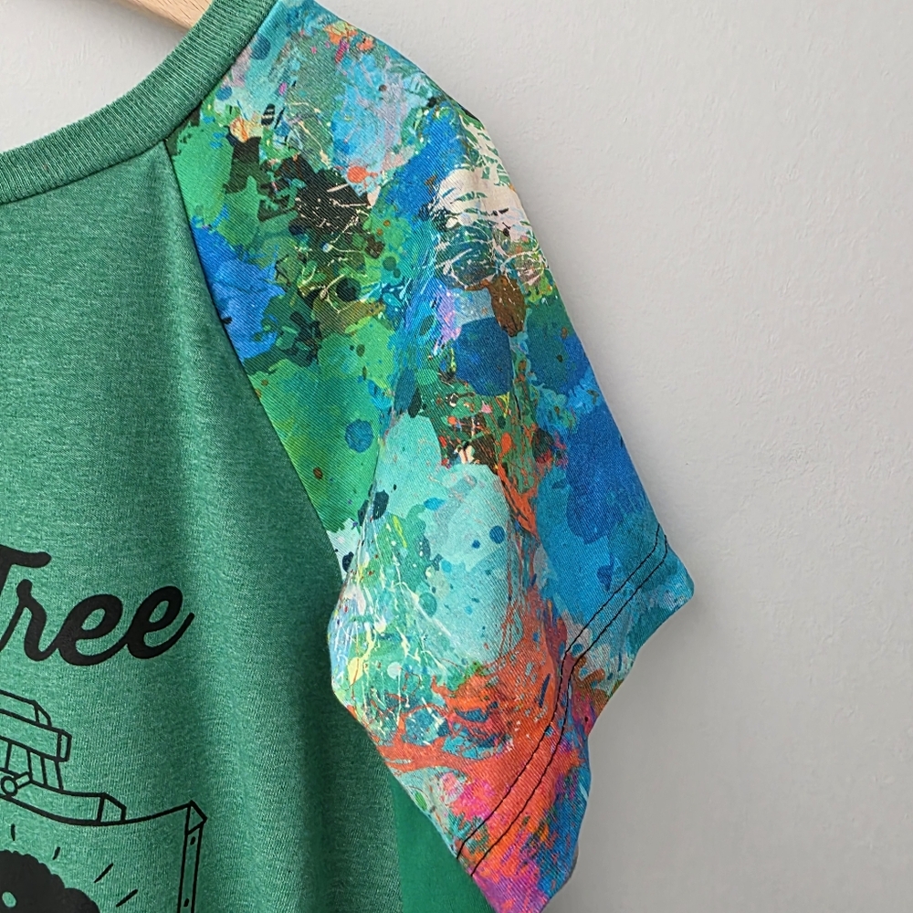 Bob Ross Happy Tree Graphic Tee Tie Dye Sleeve Top - Picture 5 of 9